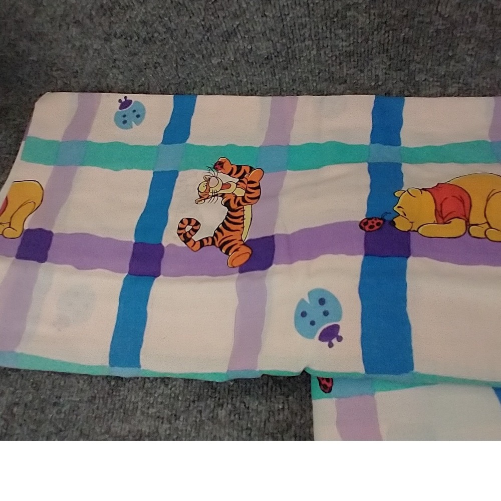 Vintage Disney Winnie the Pooh Tigger Full Double Sheet Set Made in USA ladybug